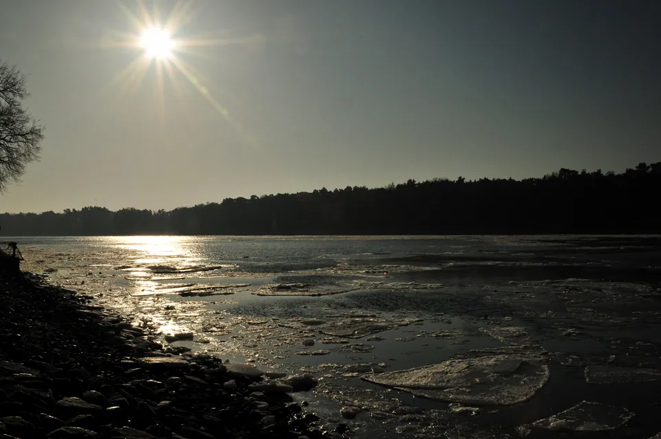 Winter sun over the water